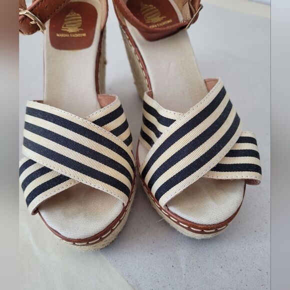 Marina Yachting Wedge Espadrille Sandals Nautical Preppy Coastal Summer EU 36 6 - Picture 8 of 10